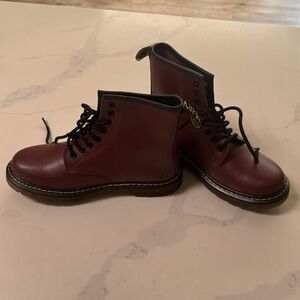 Red Boots (Doc Martenish) Timeless Style - size 39 - fits like an 8 1/2